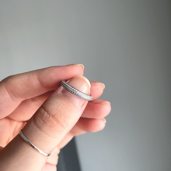 Sterling silver cz pave stack ring - Picture 3 of 5